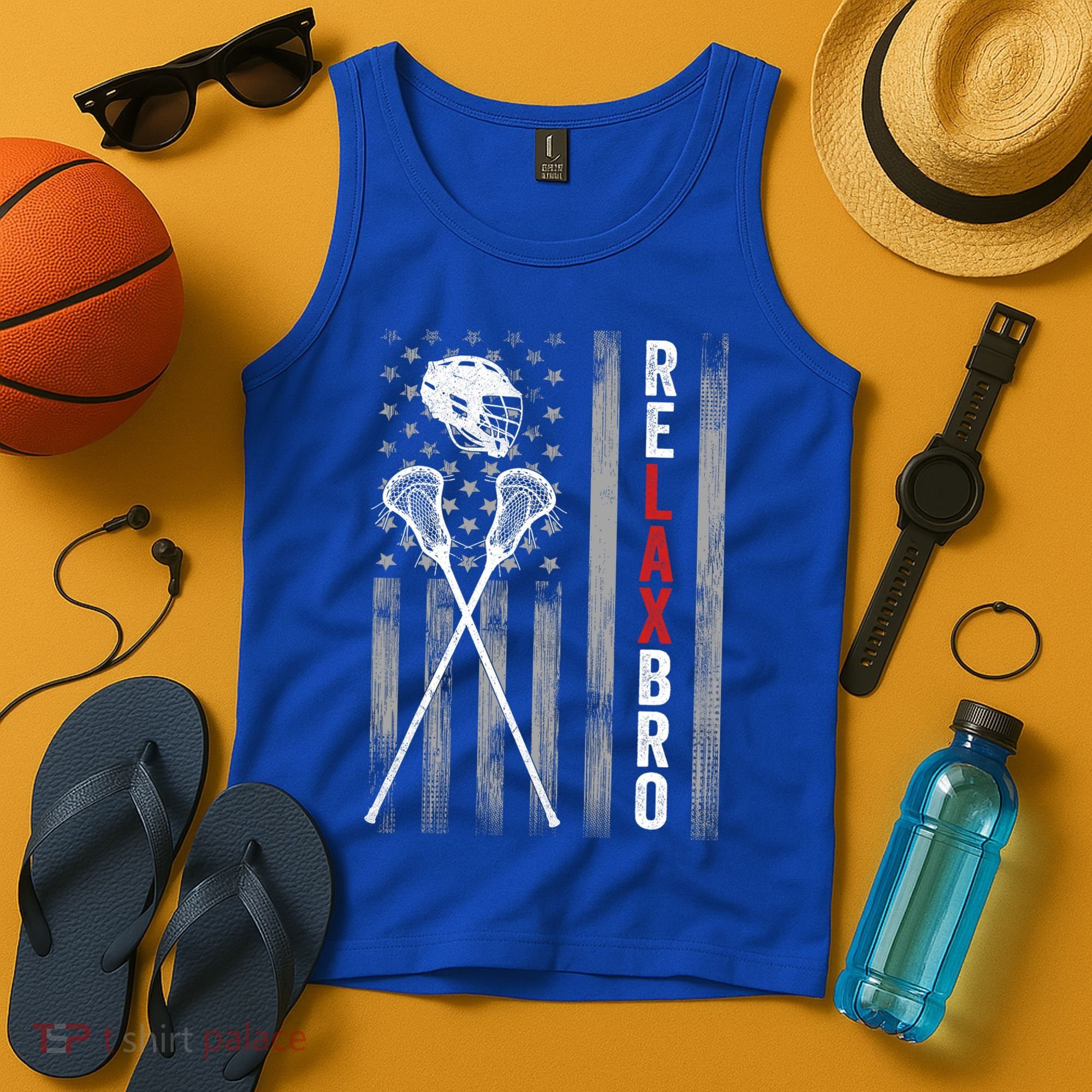 Relax Bro Lacrosse American Flag Lax Tank Top