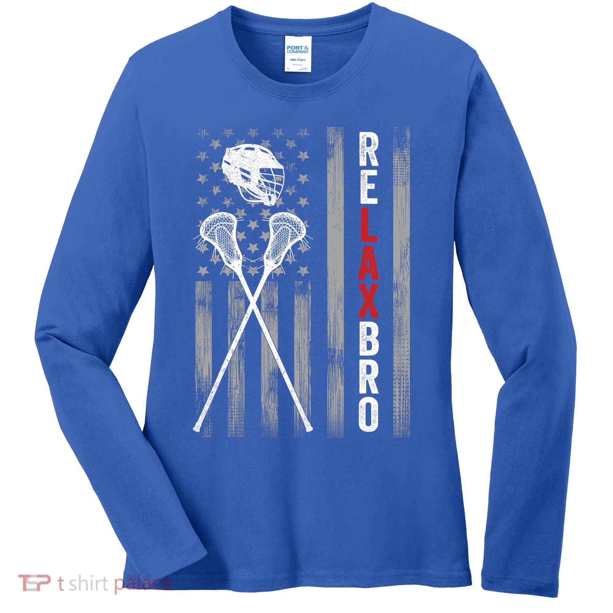 Relax Bro Lacrosse American Flag Lax Women's Long Sleeve Shirt