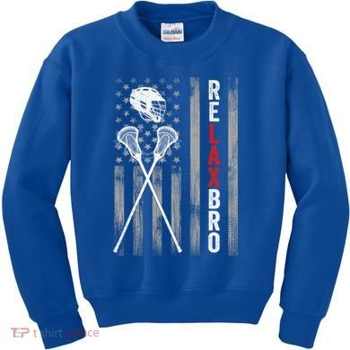 Relax Bro Lacrosse American Flag Lax Kids Sweatshirt
