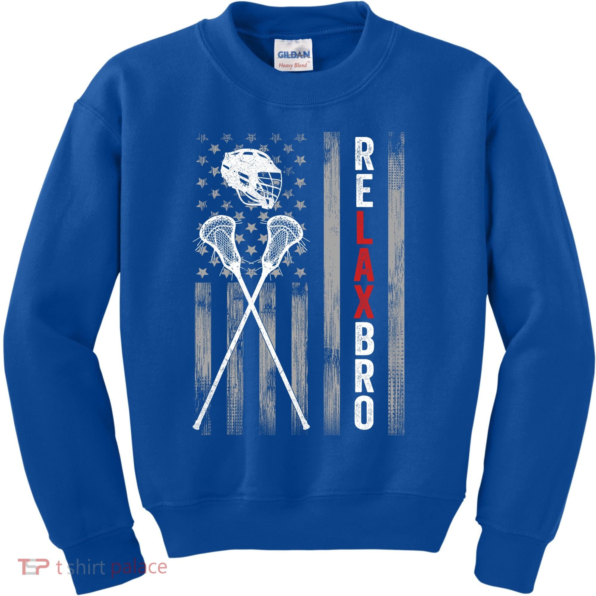 Relax Bro Lacrosse American Flag Lax Kids Sweatshirt