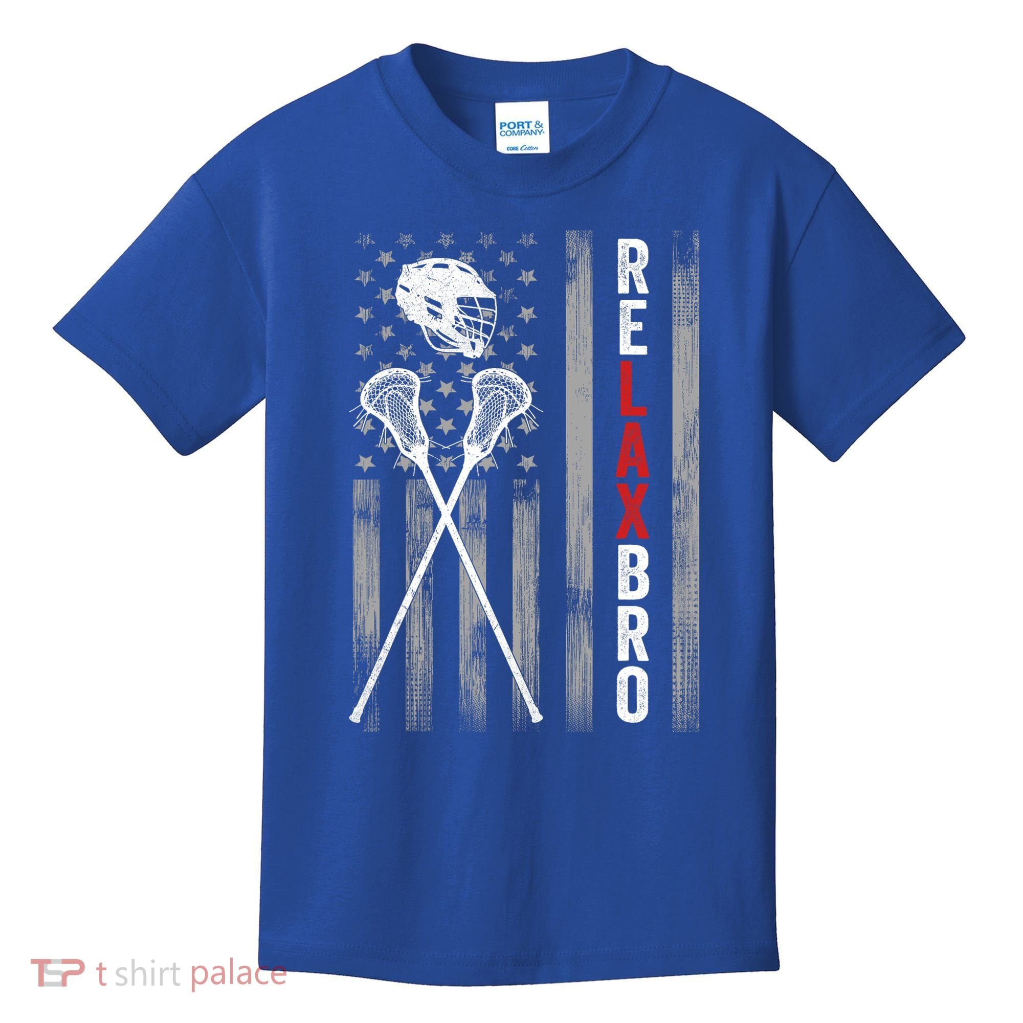Relax Bro Lacrosse American Flag Lax Kids T-Shirt