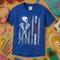 Relax Bro Lacrosse American Flag Lax Kids T-Shirt thumb 3