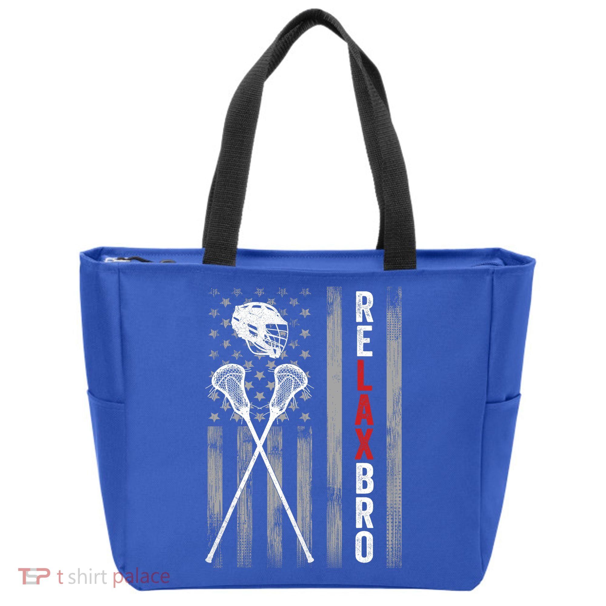 Relax Bro Lacrosse American Flag Lax Tote Bag