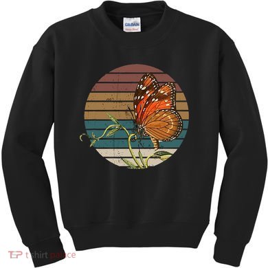 Retro Butterfly Lover Monarch Entomolgist Vintage Milkweed Kids Sweatshirt
