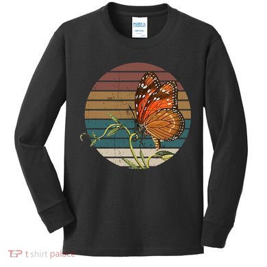 Retro Butterfly Lover Monarch Entomolgist Vintage Milkweed Kids Long Sleeve Shirt