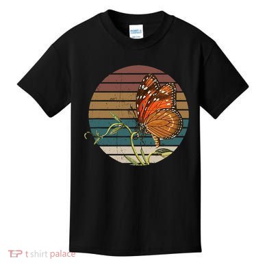Retro Butterfly Lover Monarch Entomolgist Vintage Milkweed Kids T-Shirt