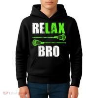 Relax Bro Lacrosse Sports Team Game Kids Hoodie thumb 4