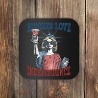 Retro Bitches Love Independence Funny Coaster thumb 0