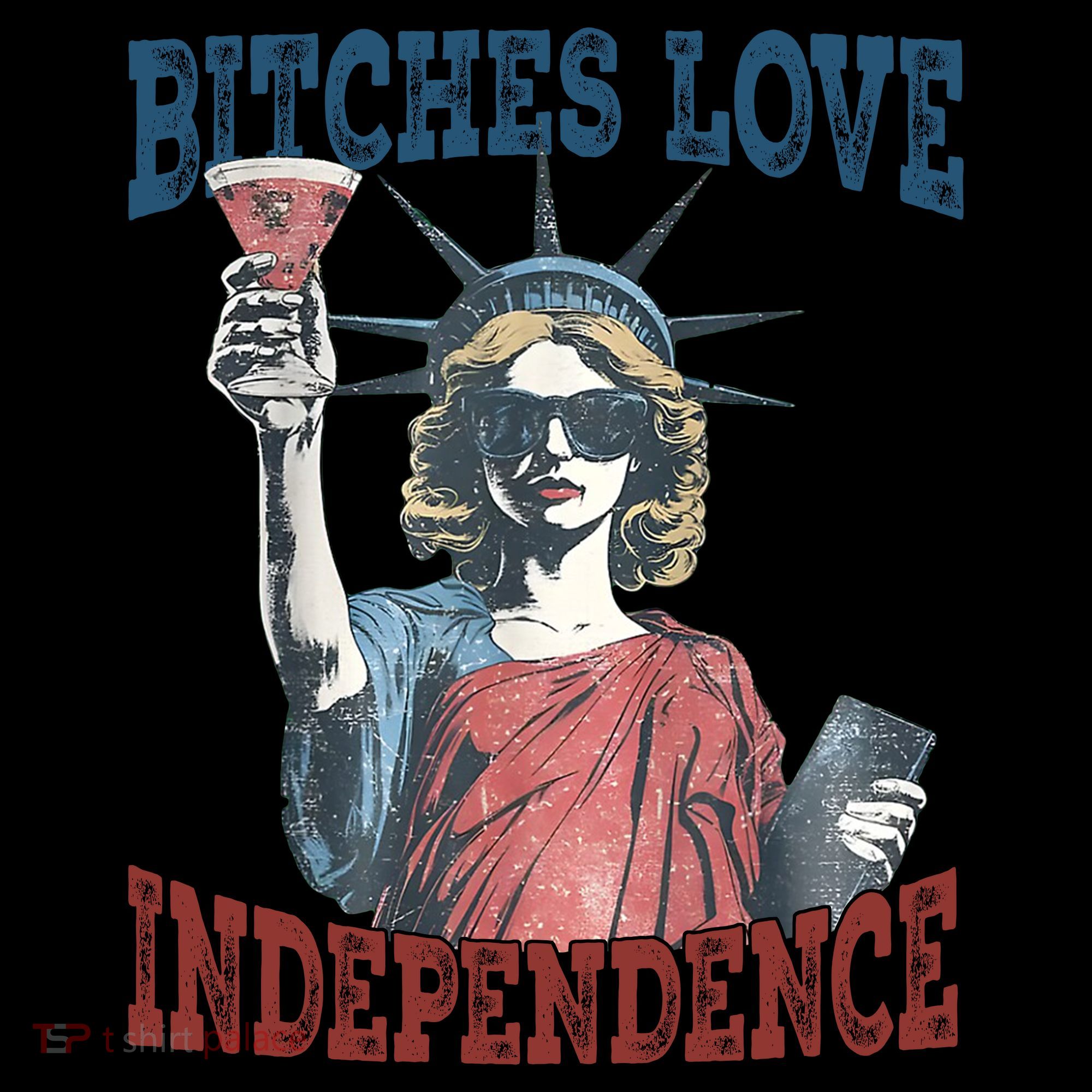 Retro Bitches Love Independence Funny Coaster