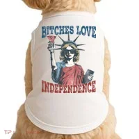 Retro Bitches Love Independence Funny Doggie Tank thumb 0