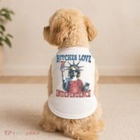 Retro Bitches Love Independence Funny Doggie Tank thumb 2