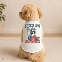 Retro Bitches Love Independence Funny Doggie Tank thumb 2