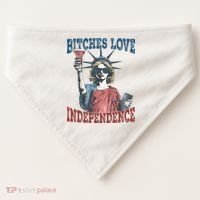 Retro Bitches Love Independence Funny USA-Made Doggie Bandana thumb 0