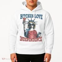 Retro Bitches Love Independence Funny Hoodie thumb 2