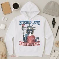 Retro Bitches Love Independence Funny Hoodie thumb 3