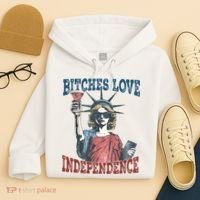 Retro Bitches Love Independence Funny Hoodie thumb 4