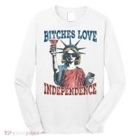 Retro Bitches Love Independence Funny Long Sleeve Shirt thumb 0