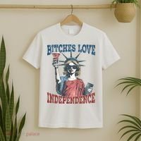 Retro Bitches Love Independence Funny T-Shirt thumb 2