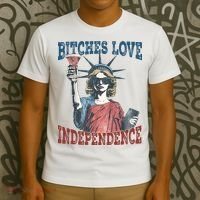Retro Bitches Love Independence Funny T-Shirt thumb 3