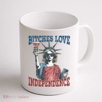 Retro Bitches Love Independence Funny Coffee Mug thumb 1