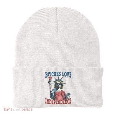 Retro Bitches Love Independence Funny Beanie
