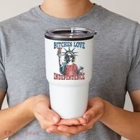 Retro Bitches Love Independence Funny Tumbler thumb 2