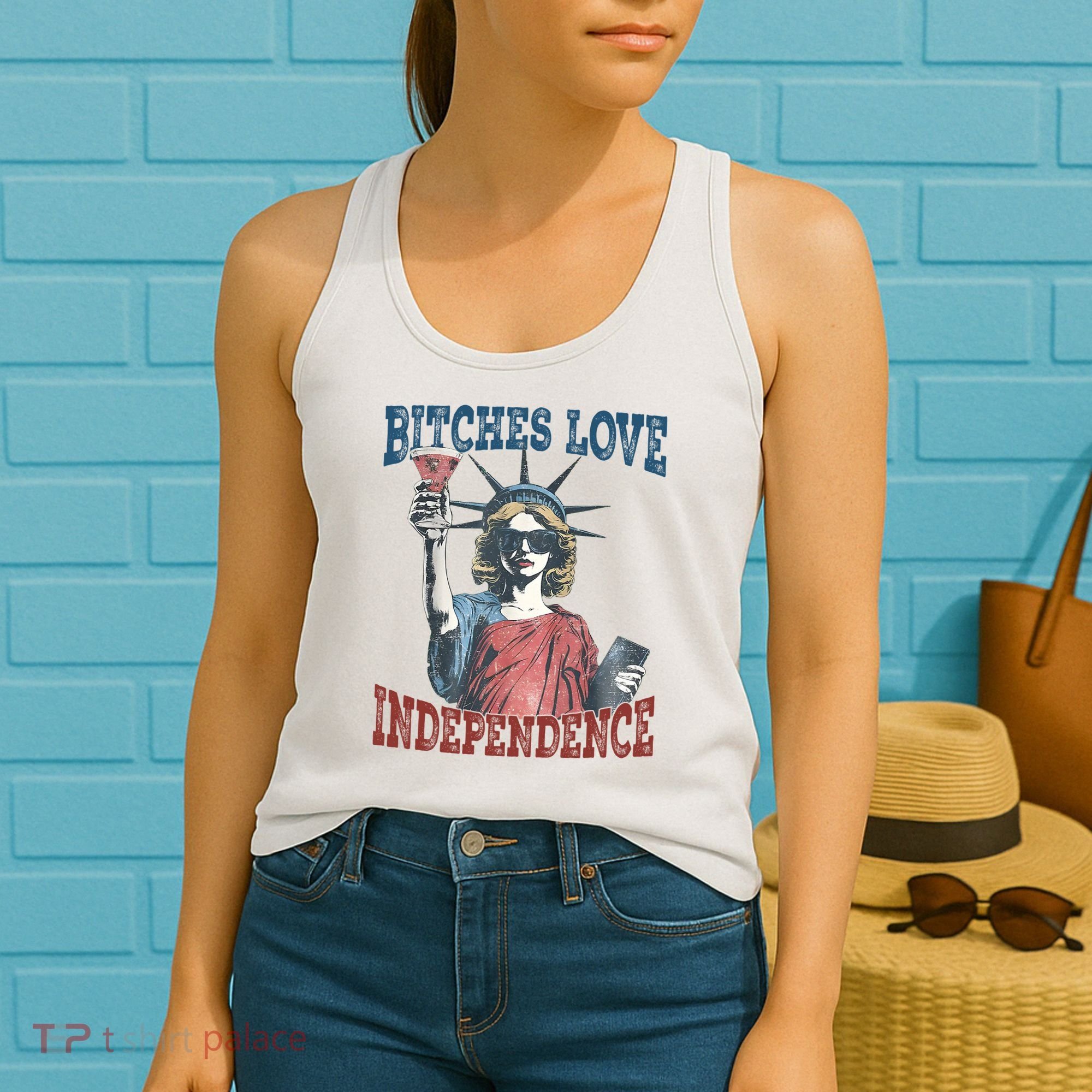 Retro Bitches Love Independence Funny Women's Tank Top