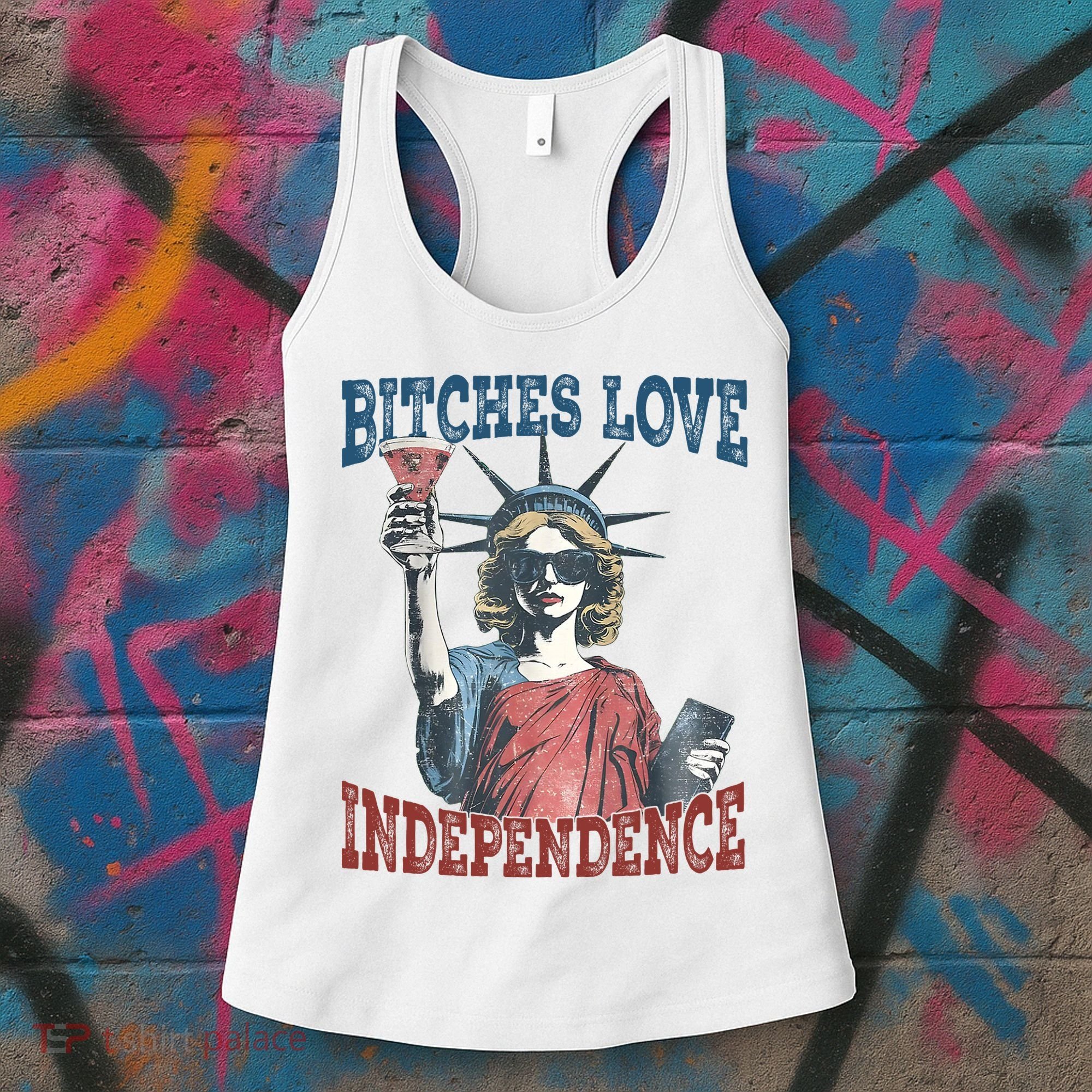 Retro Bitches Love Independence Funny Women's Tank Top