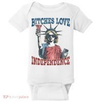 Retro Bitches Love Independence Funny Baby Bodysuit thumb 0