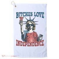 Retro Bitches Love Independence Funny Golf Towel thumb 0