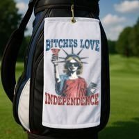 Retro Bitches Love Independence Funny Golf Towel thumb 2