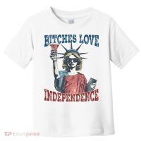 Retro Bitches Love Independence Funny Toddler T-Shirt thumb 0