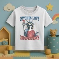 Retro Bitches Love Independence Funny Toddler T-Shirt thumb 3
