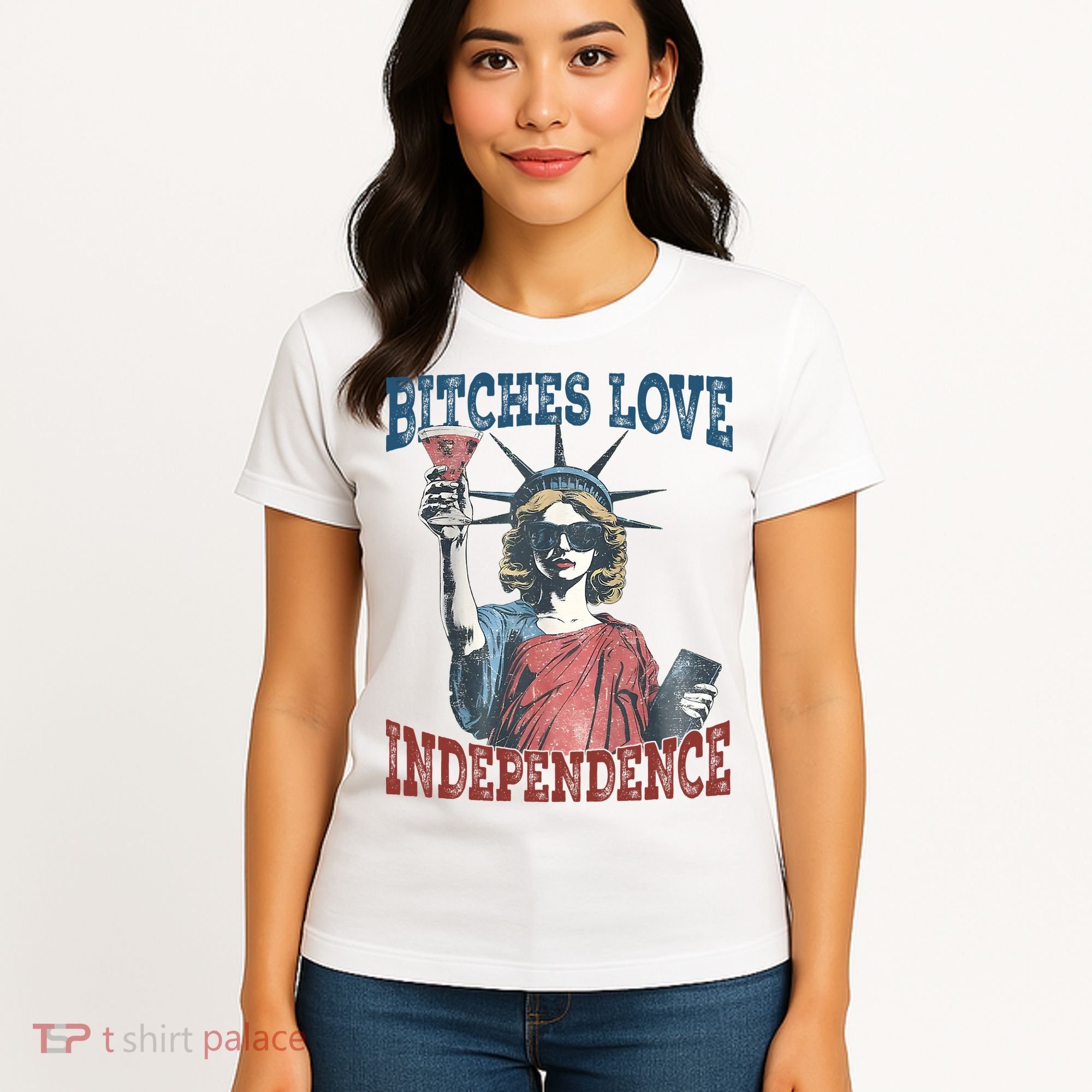 Retro Bitches Love Independence Funny Women's T-Shirt
