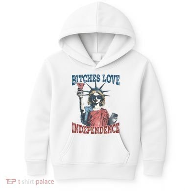 Retro Bitches Love Independence Funny Kids Hoodie