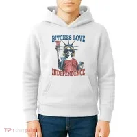 Retro Bitches Love Independence Funny Kids Hoodie thumb 4