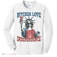 Retro Bitches Love Independence Funny Kids Long Sleeve Shirt thumb 0