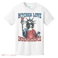 Retro Bitches Love Independence Funny Kids T-Shirt thumb 0