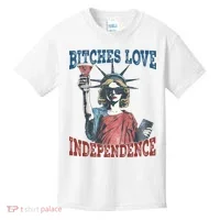 Retro Bitches Love Independence Funny Kids T-Shirt thumb 0