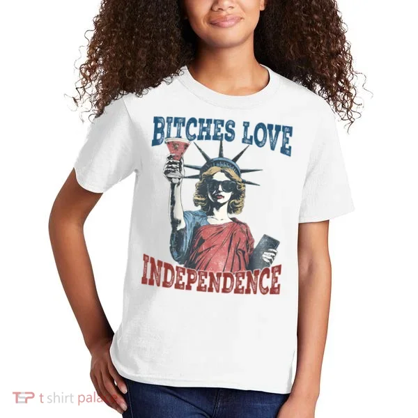 Retro Bitches Love Independence Funny Kids T-Shirt