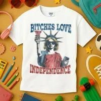 Retro Bitches Love Independence Funny Kids T-Shirt thumb 3