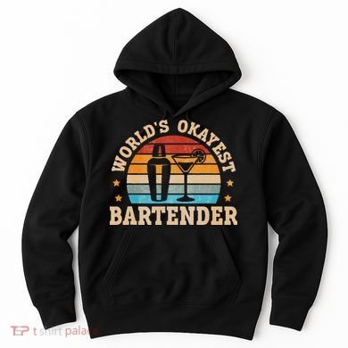 Retro Barkeeper Motiv Worlds Okayest Bartender Hoodie