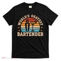 Retro Barkeeper Motiv Worlds Okayest Bartender T-Shirt thumb 0