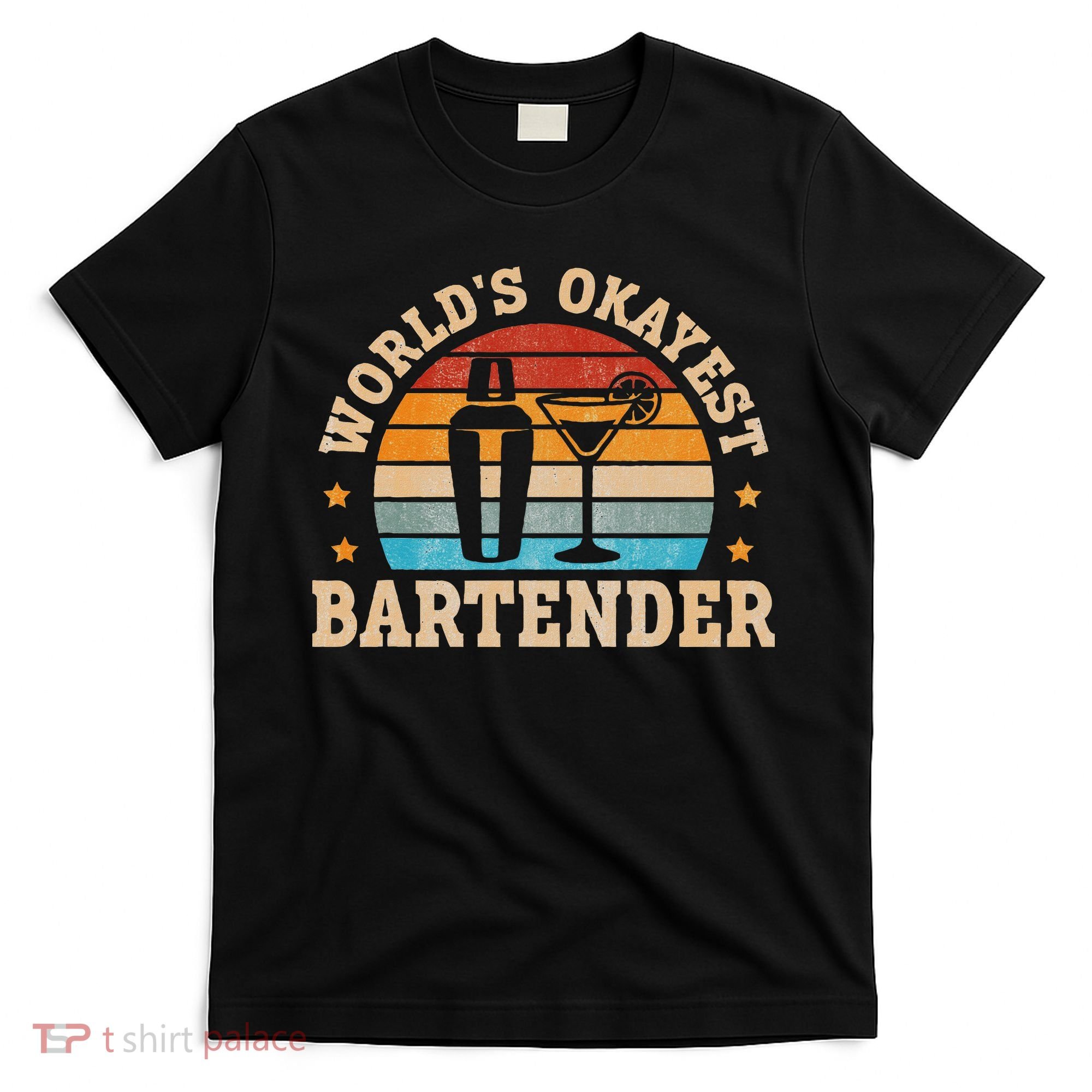 Retro Barkeeper Motiv Worlds Okayest Bartender T-Shirt