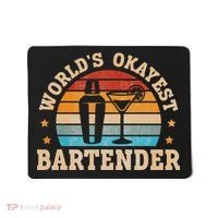 Retro Barkeeper Motiv Worlds Okayest Bartender Mousepad thumb 0