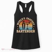 Retro Barkeeper Motiv Worlds Okayest Bartender Women's Tank Top thumb 0