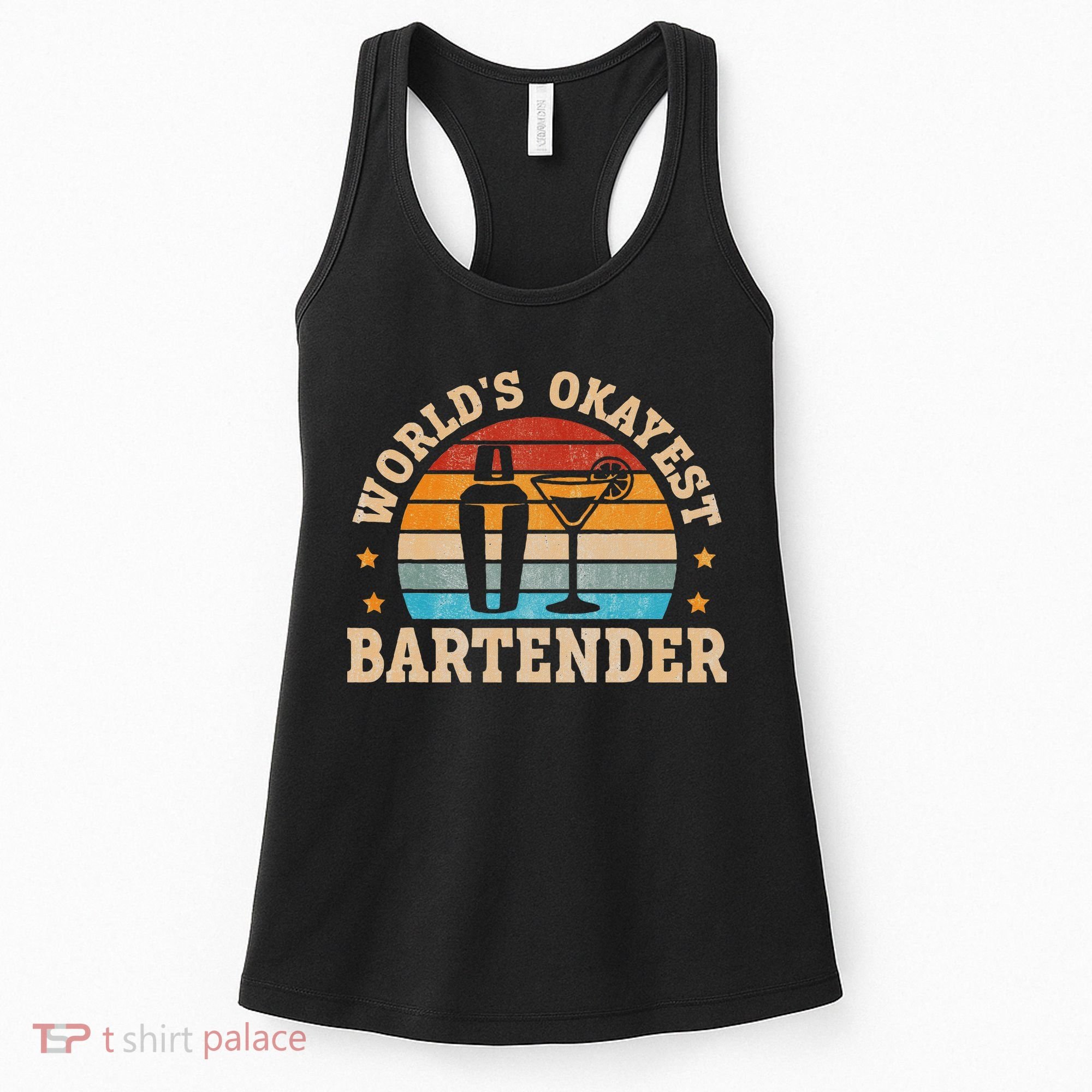 Retro Barkeeper Motiv Worlds Okayest Bartender Women's Tank Top