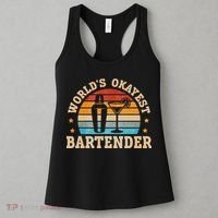 Retro Barkeeper Motiv Worlds Okayest Bartender Women's Tank Top thumb 3