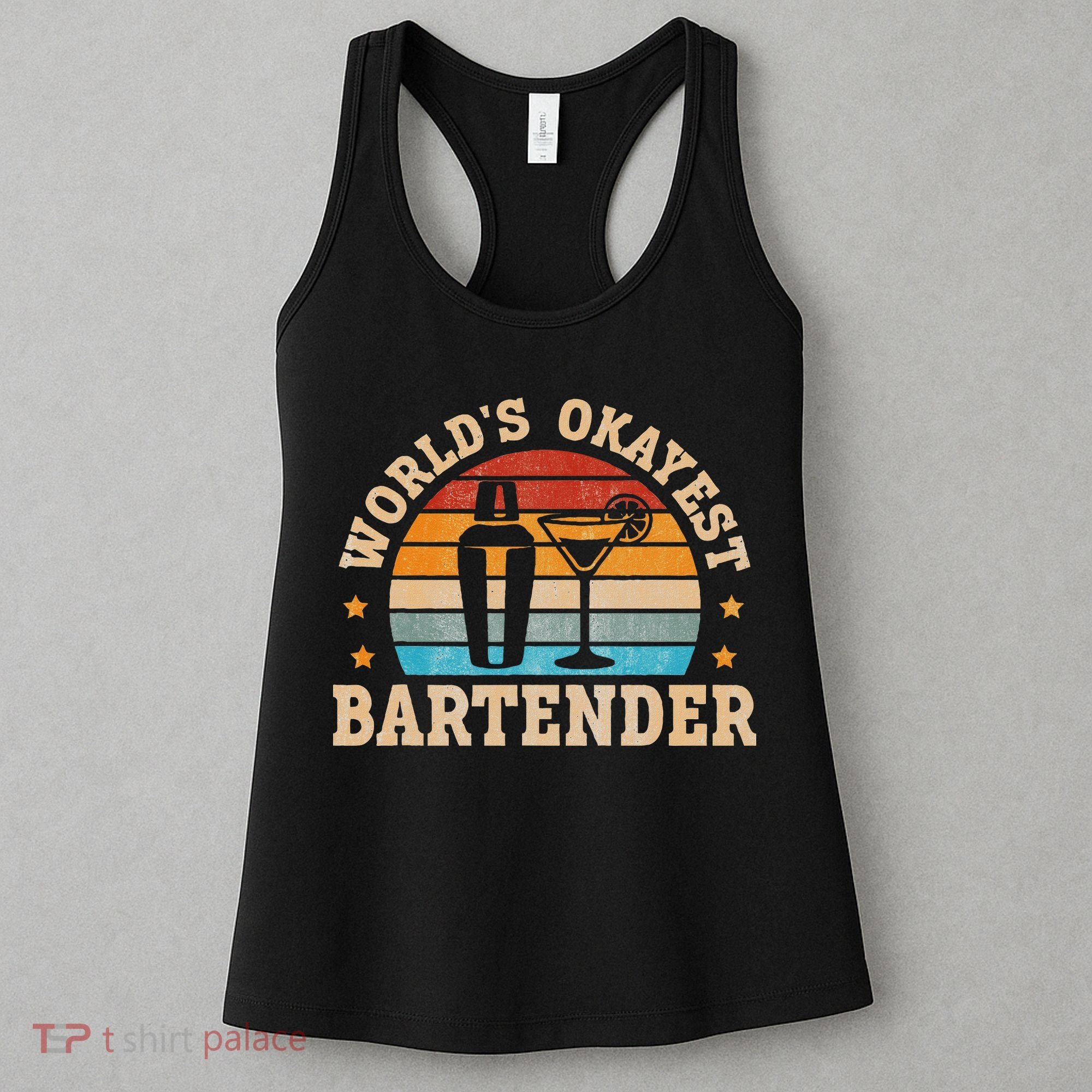 Retro Barkeeper Motiv Worlds Okayest Bartender Women's Tank Top