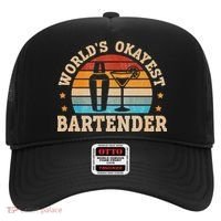 Retro Barkeeper Motiv Worlds Okayest Bartender Hat thumb 0